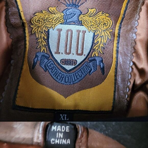 Vintage 80s IOU Leather Trench Mad Max Apocalyptic Mottled Brown Dolman Long XL - Picture 15 of 16